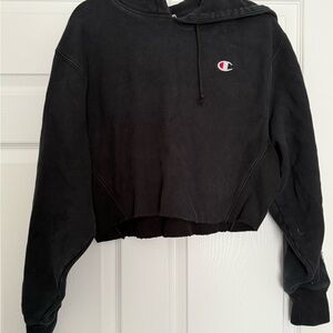 Champion Black Cropped Hoodie